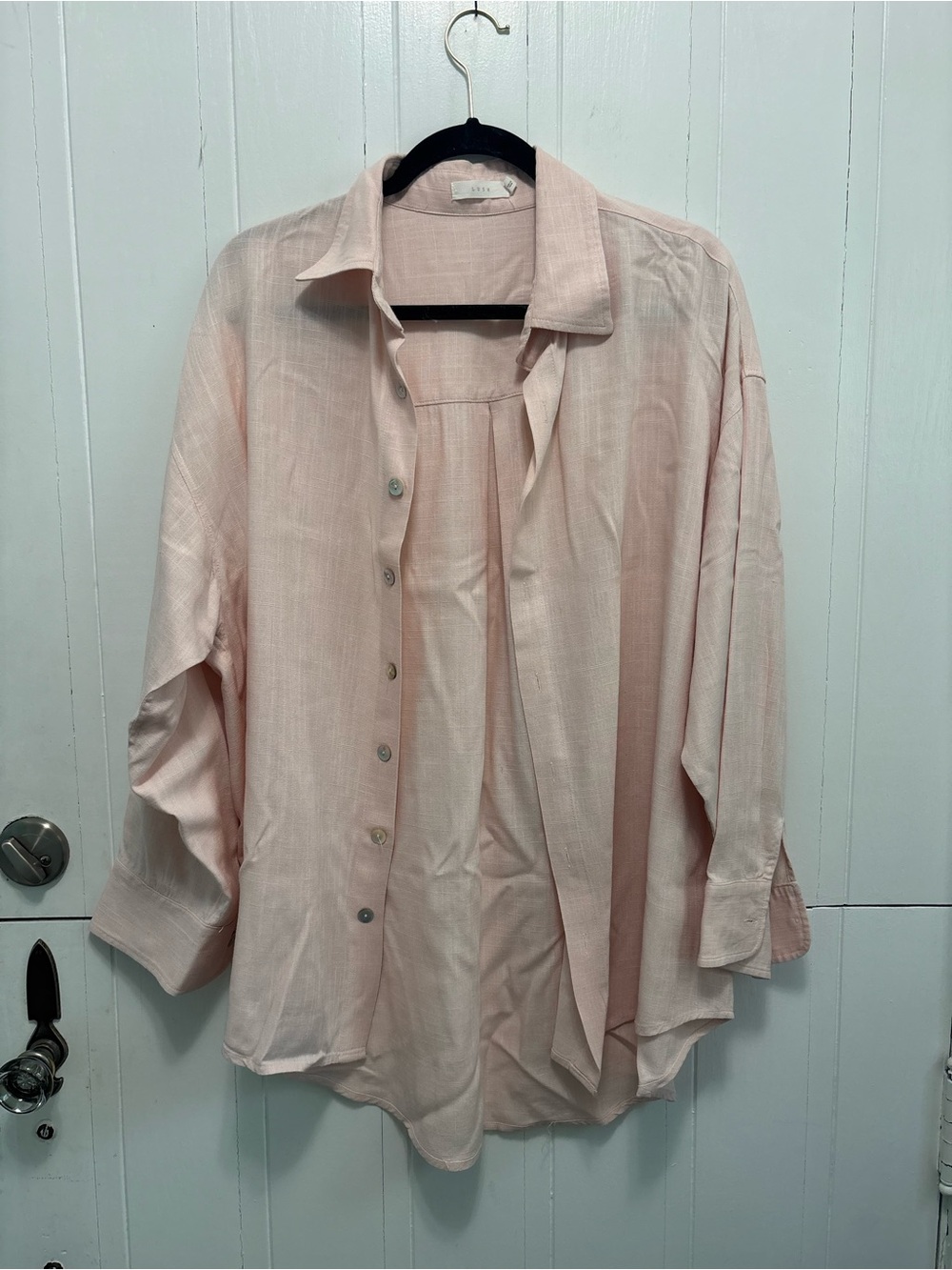 Lush Light Pink Oversized Button-Up Blouse